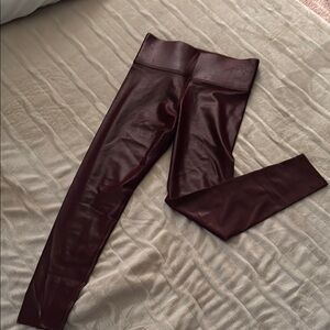 Burgundy Faux Leather Leggings